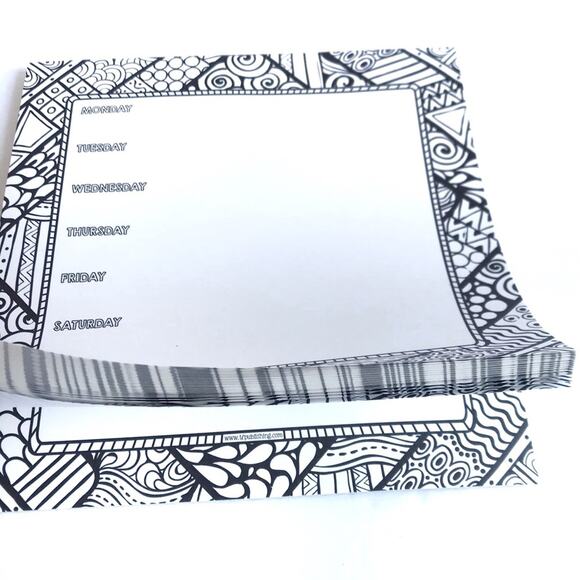 Weekly Calendar Square Paper Pad Black White Print - Picture 2 of 8